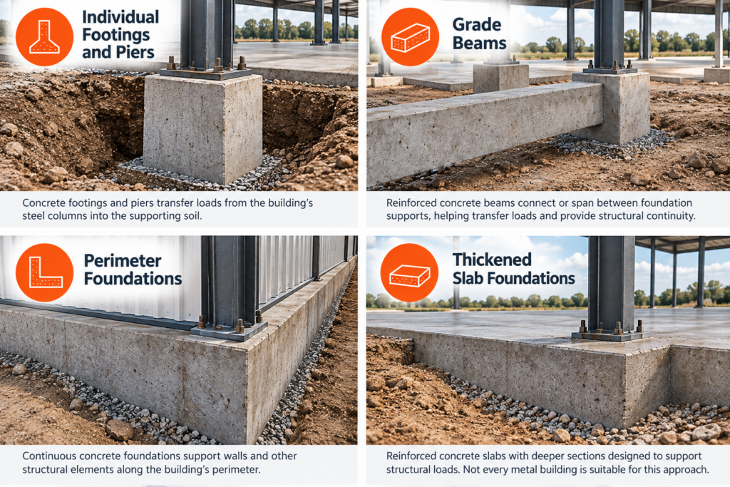 image of Foundation components may be combined depending on building loads, soil conditions, and project requirements. Final designs should be determined by a licensed structural engineer.